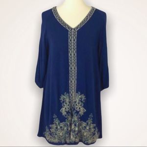 MIAMI Boho Embroidered V-Neck Flowy Dress